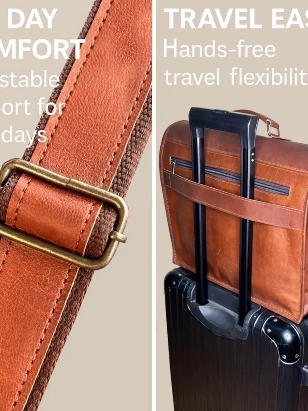 Men's Brown Grain Leather Vintage Satchel Travel Crossbody Stylish Messenger Bag